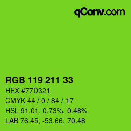 Color code: RGB 119 211 33 | qconv.com