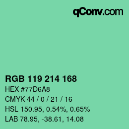 Color code: RGB 119 214 168 | qconv.com