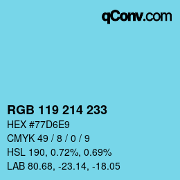 カラーコード: RGB 119 214 233 | qconv.com