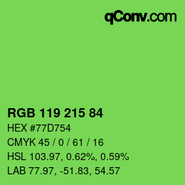 Color code: RGB 119 215 84 | qconv.com