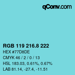 Color code: RGB 119 216.8 222 | qconv.com