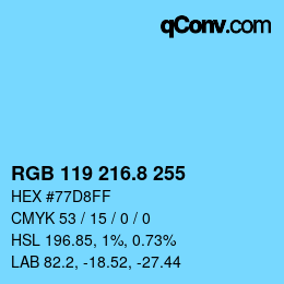 Color code: RGB 119 216.8 255 | qconv.com