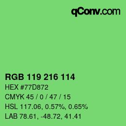 Color code: RGB 119 216 114 | qconv.com