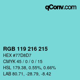 Farbcode: RGB 119 216 215 | qconv.com