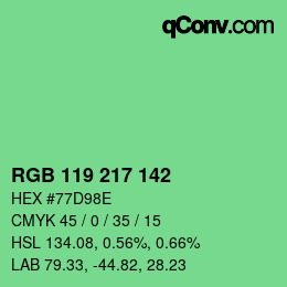 Color code: RGB 119 217 142 | qconv.com