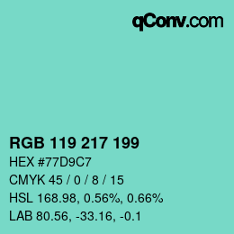 Color code: RGB 119 217 199 | qconv.com