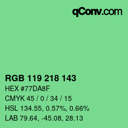 カラーコード: RGB 119 218 143 | qconv.com