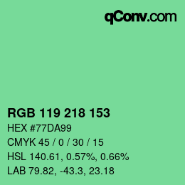 Color code: RGB 119 218 153 | qconv.com