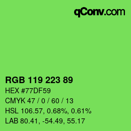 Color code: RGB 119 223 89 | qconv.com