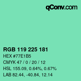 Color code: RGB 119 225 181 | qconv.com