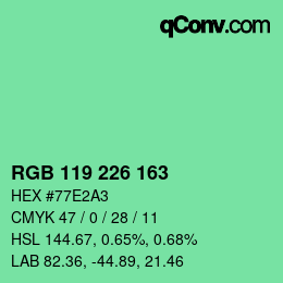 カラーコード: RGB 119 226 163 | qconv.com