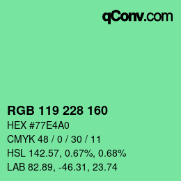 Color code: RGB 119 228 160 | qconv.com