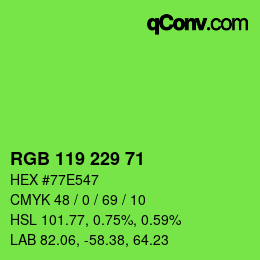 Código de color: RGB 119 229 71 | qconv.com
