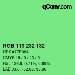 Color code: RGB 119 232 132 | qconv.com