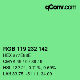 Color code: RGB 119 232 142 | qconv.com