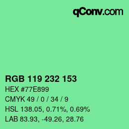 Color code: RGB 119 232 153 | qconv.com