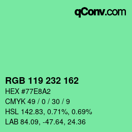 Color code: RGB 119 232 162 | qconv.com