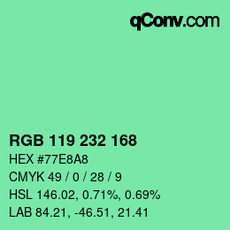 Color code: RGB 119 232 168 | qconv.com