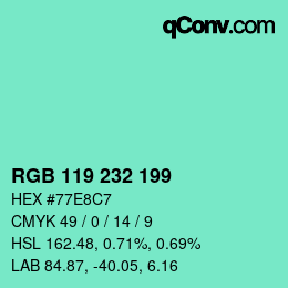 Color code: RGB 119 232 199 | qconv.com