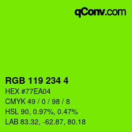 Color code: RGB 119 234 4 | qconv.com