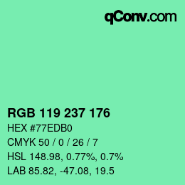 Color code: RGB 119 237 176 | qconv.com