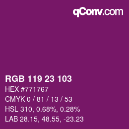 Color code: RGB 119 23 103 | qconv.com