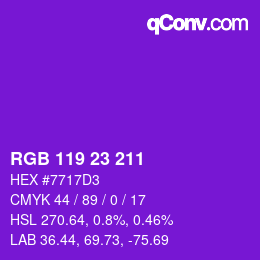 Color code: RGB 119 23 211 | qconv.com