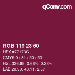 颜色代码: RGB 119 23 60 | qconv.com