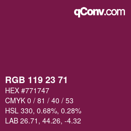 Color code: RGB 119 23 71 | qconv.com