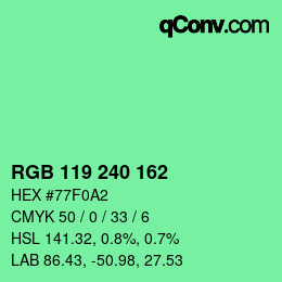 Color code: RGB 119 240 162 | qconv.com
