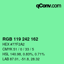 Farbcode: RGB 119 242 162 | qconv.com