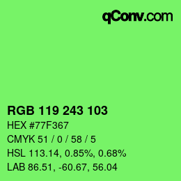 Color code: RGB 119 243 103 | qconv.com