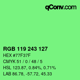 Color code: RGB 119 243 127 | qconv.com