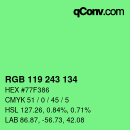 Color code: RGB 119 243 134 | qconv.com