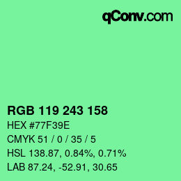 Color code: RGB 119 243 158 | qconv.com