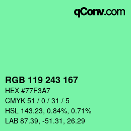 Farbcode: RGB 119 243 167 | qconv.com