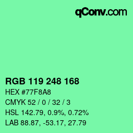カラーコード: RGB 119 248 168 | qconv.com