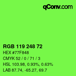 Color code: RGB 119 248 72 | qconv.com