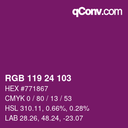 Color code: RGB 119 24 103 | qconv.com