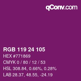 颜色代码: RGB 119 24 105 | qconv.com