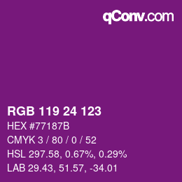カラーコード: RGB 119 24 123 | qconv.com