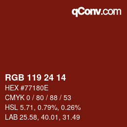 Color code: RGB 119 24 14 | qconv.com