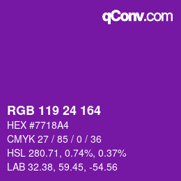 カラーコード: RGB 119 24 164 | qconv.com