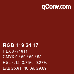 Color code: RGB 119 24 17 | qconv.com