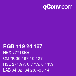 Color code: RGB 119 24 187 | qconv.com