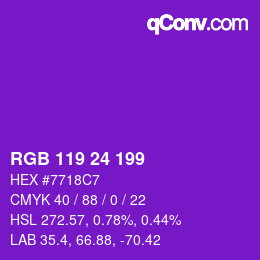 Color code: RGB 119 24 199 | qconv.com