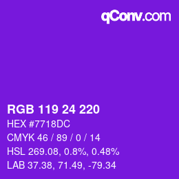 カラーコード: RGB 119 24 220 | qconv.com