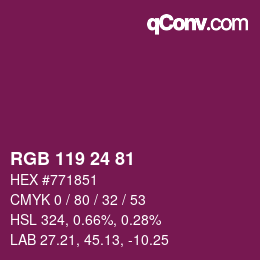 颜色代码: RGB 119 24 81 | qconv.com