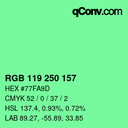 Color code: RGB 119 250 157 | qconv.com