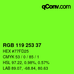 Color code: RGB 119 253 37 | qconv.com